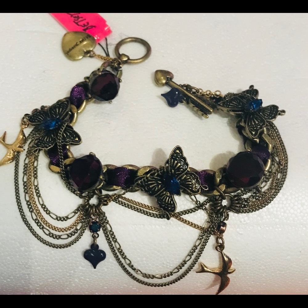 Betsey Johnson butterfly bracelet gypsy boho gothic bohemian fairy festival B13 - Picture 3 of 6